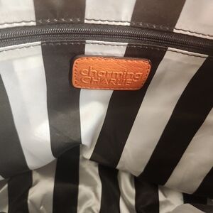 Charming Charlie Black and White Striped Bag